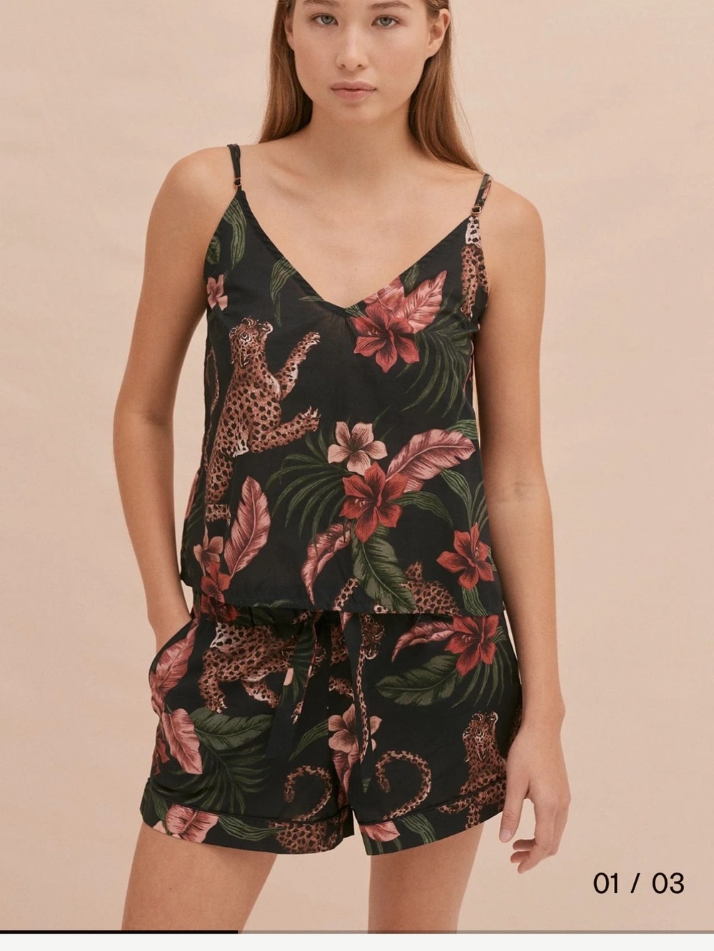 Desmond & Dempsey Women’s Cami Top Soleia Leopard Print  Size Medium